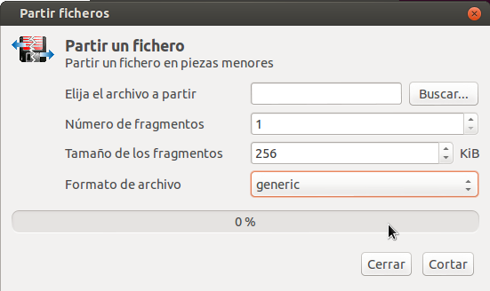 Pantalla de partir archivos de Dalle