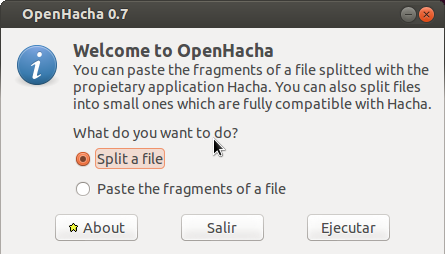 Pantalla principal de OpenHacha